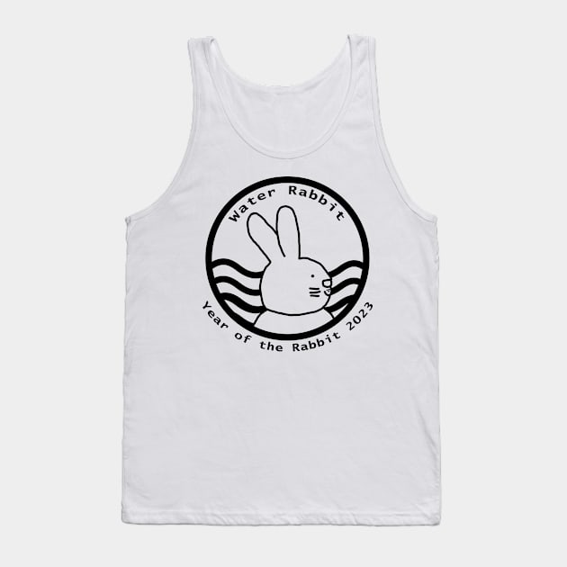 Cute Year of the Rabbit 2023 Water Monochrome Tank Top by ellenhenryart